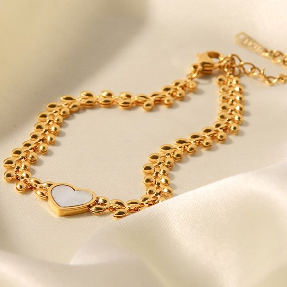 Leaf Chain Heart Bracelet For Women - Picture 4 of 5